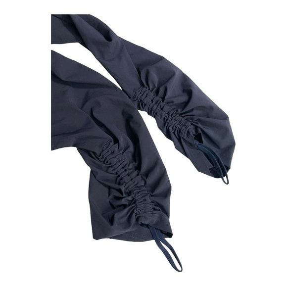 Athleta Navy Blue Cropped Pant With Cinch Bottom Zipper Pockets Size 2 - Picture 3 of 8
